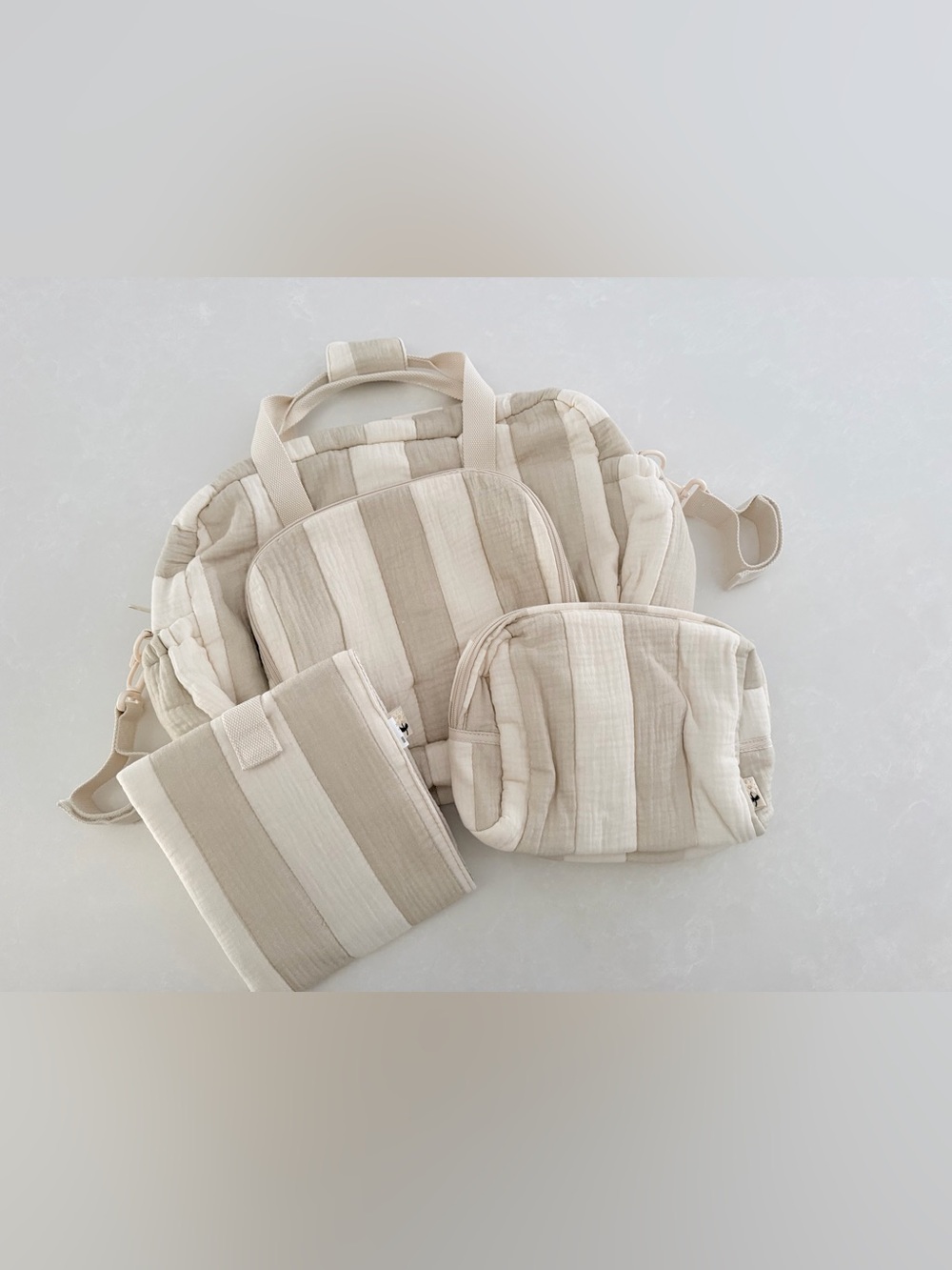 Zara Striped Neutral Maternity Bag Set (3 Piece) •BNWOT